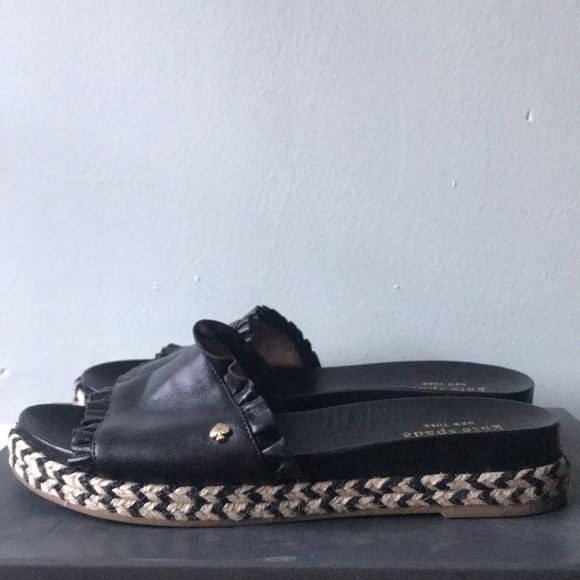 Kate Spade Zahara black espadrille slides size 6.5 - Picture 4 of 11